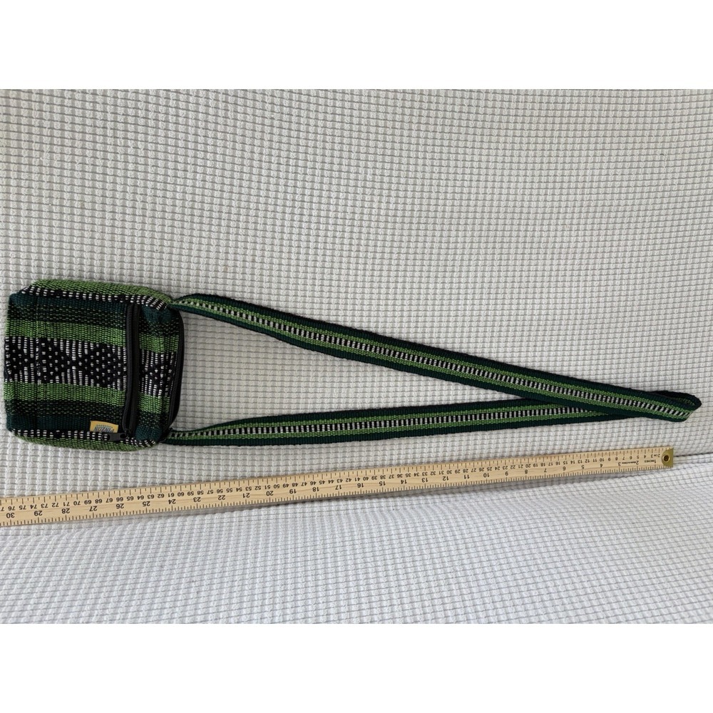Pinzon Handwoven Boho Crossbody Shoulder Bag Green Black Striped Purse - Picture 8 of 12